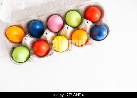 Colorful Easter Egg bottom border over a background. Copy space Stock Photo