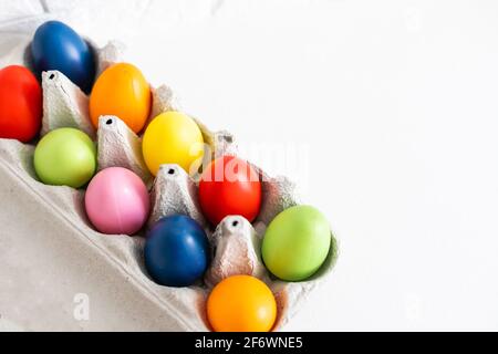 Colorful Easter Egg bottom border over a background. Copy space Stock Photo