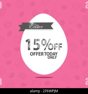 Easter Celebration Shopping Discount 15% off Easter sales vector banner design template for promotion or advertising. Vector illustration. Stock Vector