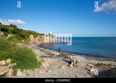 Talland Bay Cornwall beach and village between Looe and Polperro Stock Photo