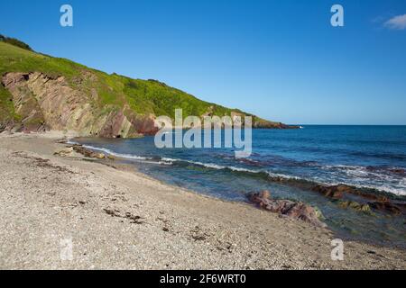 Talland Bay beach near Looe and Polperro Cornwall blue sea Stock Photo