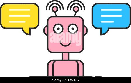 pink contour support chatbot logo Stock Vector