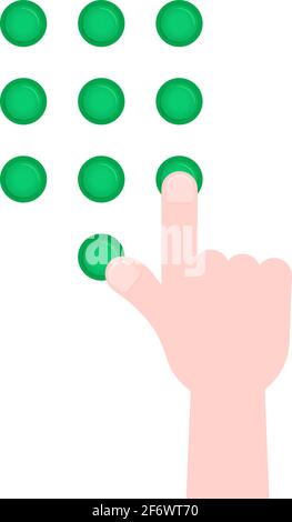 hand push on green buttons for dial Stock Vector