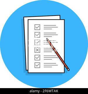 checklist task or quiz blue round icon Stock Vector