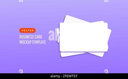 Empty white paper template mock up cards on lilac background. Vector illustration for your design Stock Vector