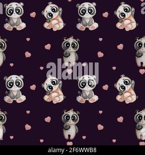 Seamless Vector Pattern with Cute Kawaii Panda Bears and Watermelons on  Nice Pink Background Stock Illustration - Illustration of blush, baby:  120936825