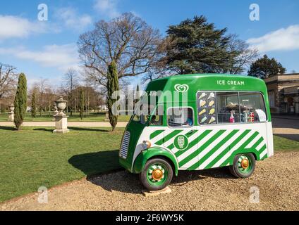 Vintage ice cream van Chiswick House and Gardens. Stock Photo