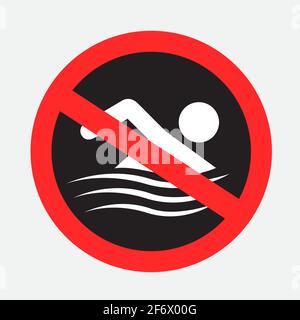 swimming forbidden sign dark sticker Stock Vector