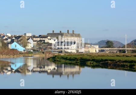 Carmarthen Town and Tywi River Carmarthenshire Wales UK Stock Photo