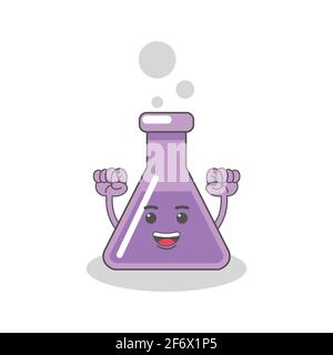 purple chemical bottle with faces vector image Stock Vector