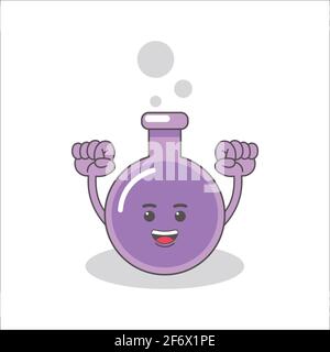 purple chemical bottle with faces vector image Stock Vector