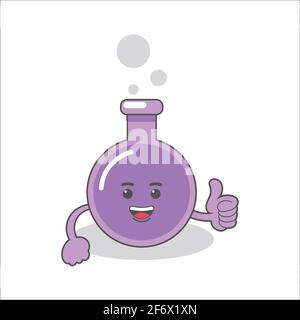 purple chemical bottle with faces vector image Stock Vector