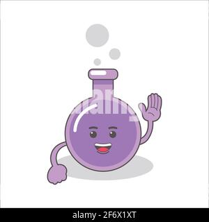 purple chemical bottle with faces vector image Stock Vector