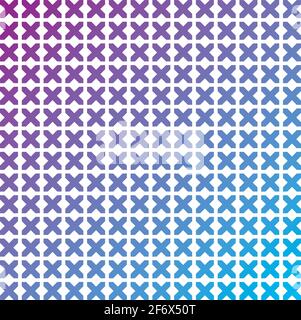 Simple seamless pattern made with lines, X cross geometric pattern, shapes with blue and purple gradient, white background Stock Vector