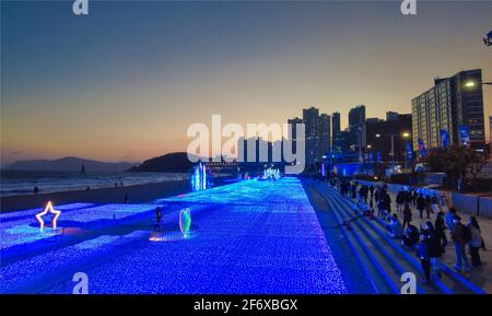 Light Festival in haeundae, Busan , South Korea, Asia. Stock Photo