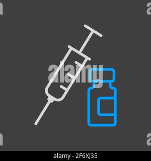 Medical ampoule and syringe vector icon. Medical sign. Graph symbol for medical web site and apps design, logo, app, UI Stock Vector