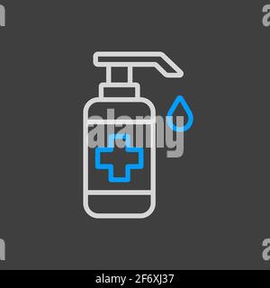 Washing hand with sanitizer liquid soap vector icon. Coronavirus. Graph symbol for medical web site and apps design, logo, app, UI Stock Vector