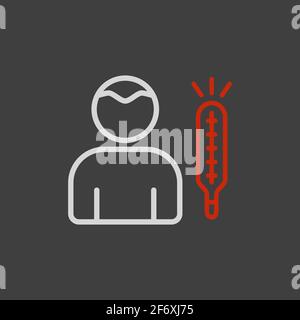 Fever High temperature vector icon. Covid sign. Graph symbol for medical web site and apps design, logo, app, UI Stock Vector