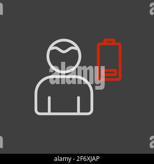 Novel Coronavirus symptoms weakness vector icon. Stress low battery. Graph symbol for medical web site and apps design, logo, app, UI Stock Vector