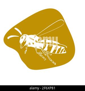 Wasp illustration brown isolated on white background Stock Vector