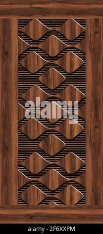 3d laminated door design and background wall paper Stock Photo