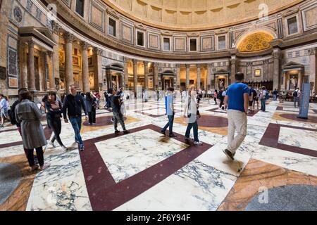 Rome, Italy - Oct 05, 2018: Tourists visiting the interior of the Pantheon Stock Photo