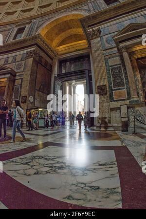 Rome, Italy - Oct 05, 2018: Tourists visiting the interior of the Pantheon Stock Photo