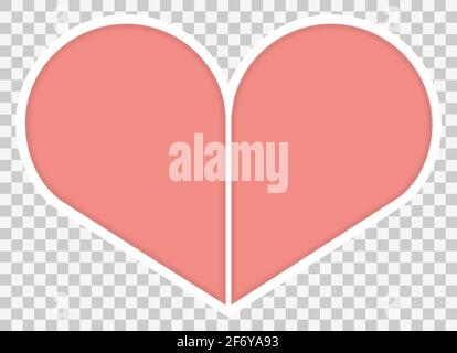 Heart shape Valentines Day frame. Collage template. Heart shape from 2 parts. Stock Vector