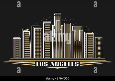 Vector logo for Los Angeles, dark rhombus sticker with line illustration of  famous evening los angeles cityscape, tourist badge with brush letters for  Stock Vector Image & Art - Alamy