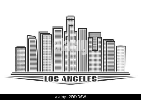 Outline Los Angeles California City Skyline with Colored Modern ...