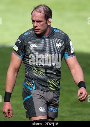 Ospreys' Alun Wyn Jones during the English and Welsh Heineken Cup ...