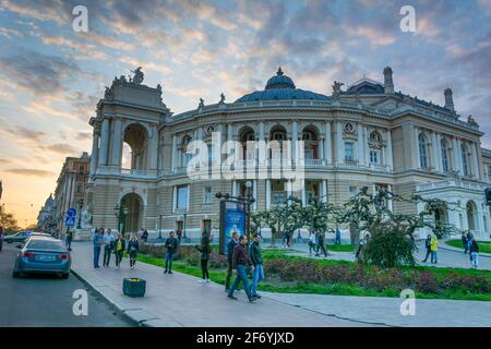 ODESSA, UKRAINE - APR 28, 2019: Odessa Opera and Ballet Theater Stock Photo