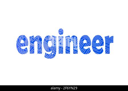 Word engineer made from printed circuit board isolated on white background Stock Photo