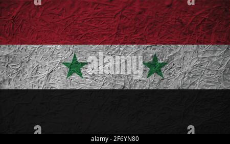 Syria flag with waving grunge texture. Vector background. Stock Vector