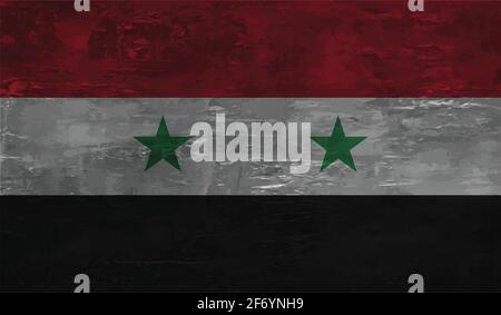 Syria flag with waving grunge texture. Vector background. Stock Vector