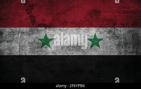 Syria flag with waving grunge texture. Vector background Stock Vector ...