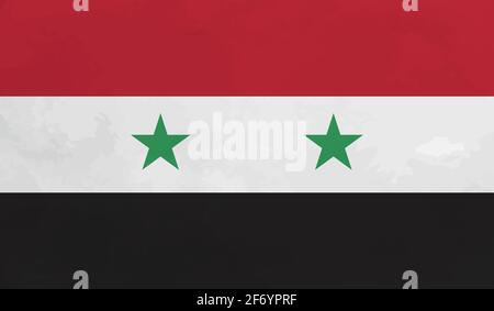 Syria flag with waving grunge texture. Vector background. Stock Vector