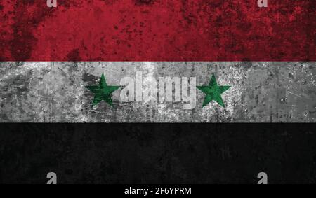 Syria flag with waving grunge texture. Vector background. Stock Vector