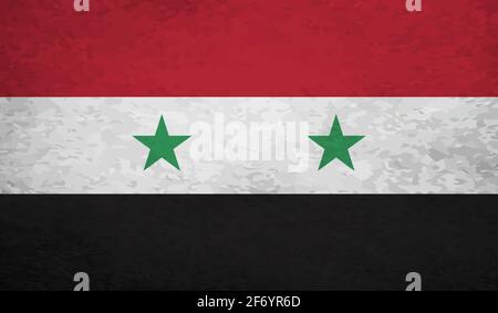 Syria flag with waving grunge texture. Vector background. Stock Vector