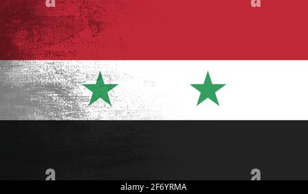 Syria flag with waving grunge texture. Vector background. Stock Vector