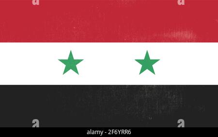 Syria flag with waving grunge texture. Vector background. Stock Vector