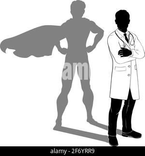 Superhero Doctor Silhouette Super Hero Shadow Stock Vector