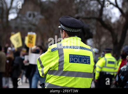 London, UK. 3rd Apr, 2021. 'Kill the Bill' protest, united for the right to protest in national day of action against the Policing Bill. Credit: Loredana Sangiuliano/Alamy Live News Stock Photo