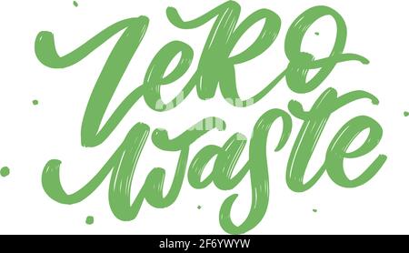 Concept Zero Waste handwritten text title sign. Vector Stock Vector