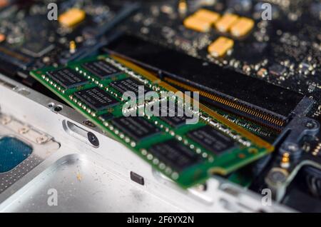 changing vintage macbook pro ram Stock Photo