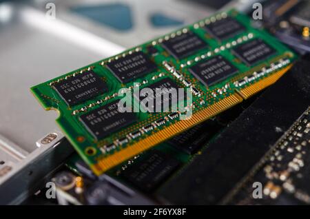 changing vintage macbook pro ram Stock Photo