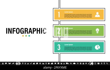 Infographic design template with business concept vector illustration with 3 steps or options or processes represent work flow or diagram Stock Vector