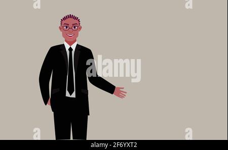 A black man looking confident in a cornrows haircut with a formal dress Stock Vector