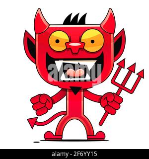 Crazy cartoon devil. Vector clip art illustration with simple gradients. Stock Vector