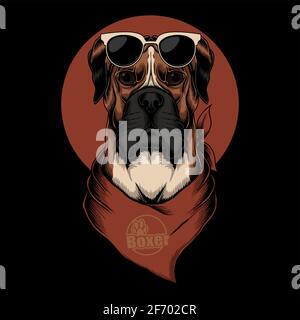 Boxer dog bandana vector illustration Stock Vector